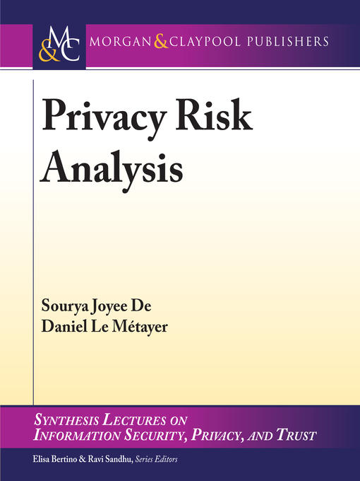 Title details for Privacy Risk Analysis by Sourya Joyee De - Available
